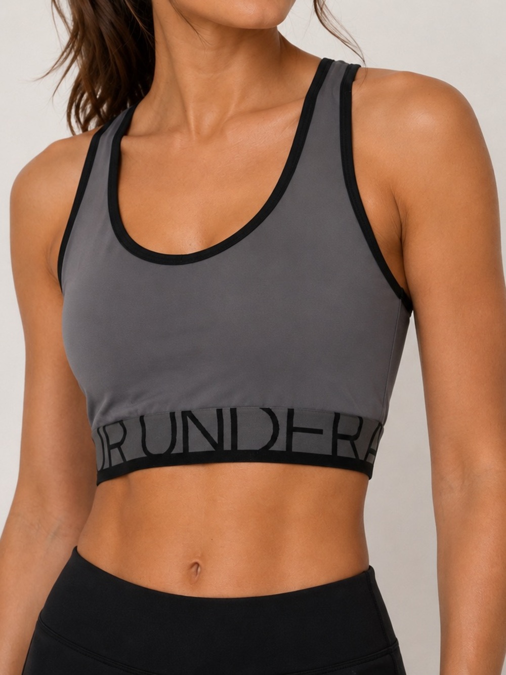 Under Armor Women's Gray and Black Sports Bra Athletic Running Workout Medium